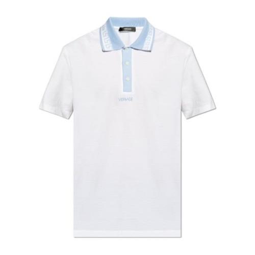 Polo met logo Versace , White , Heren