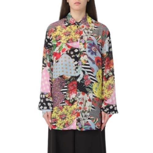 Patchwork Bloemenprint Oversized Shirt Moschino , Multicolor , Dames