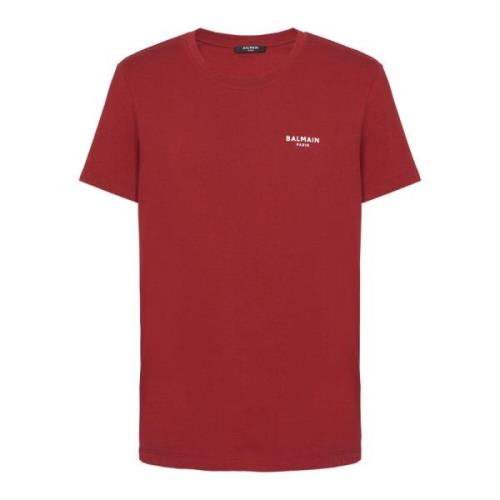 Flocked T-shirt Balmain , Red , Heren