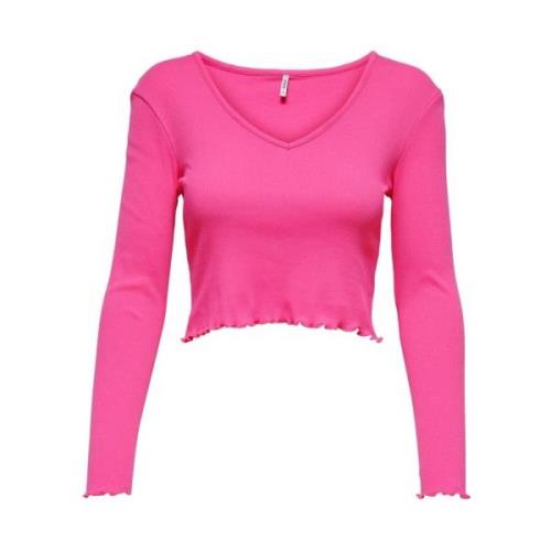 V-hals top Only , Pink , Dames