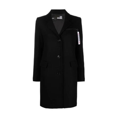 Rode wollen jas met logoritszak Love Moschino , Black , Dames