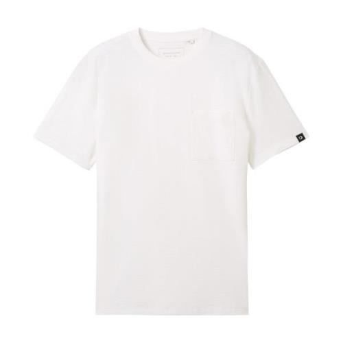 Casual T-shirt Heren Tom Tailor , White , Heren