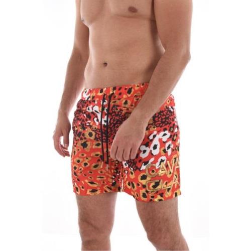 Dierenprint Zwemshorts - Oranje Cavalli Class , Multicolor , Heren