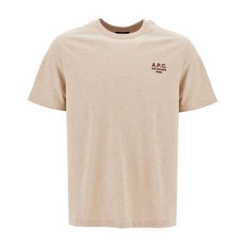 Geborduurd Logo Katoenen T-shirt A.p.c. , Beige , Heren