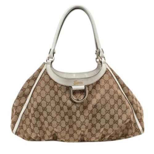 Pre-owned Leather handbags Gucci Vintage , Beige , Dames