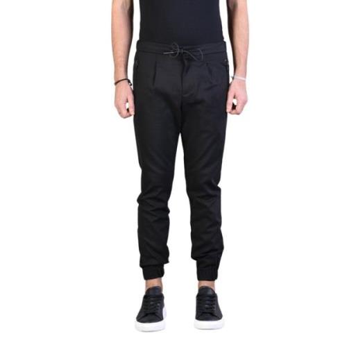 Slim Fit Button Fly Jogger Broek Xagon Man , Black , Heren