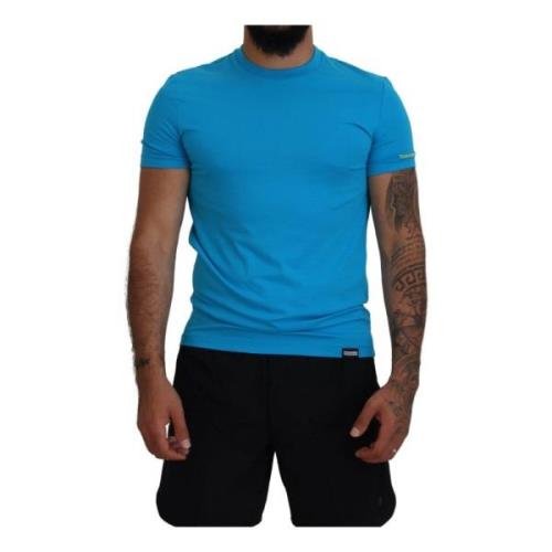 Blauwe Crewneck Modal T-shirt Dsquared2 , Blue , Heren