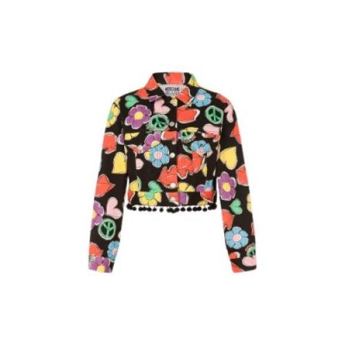 Kort jasje met pom pom detail Moschino , Multicolor , Dames