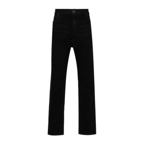 Zwarte Denim Straight Leg Jeans Balmain , Black , Heren