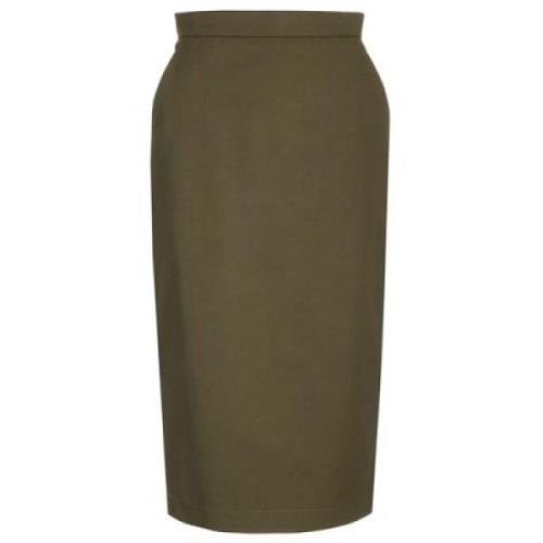 Canvas Pencilrok met Achtersplit Max Mara , Green , Dames