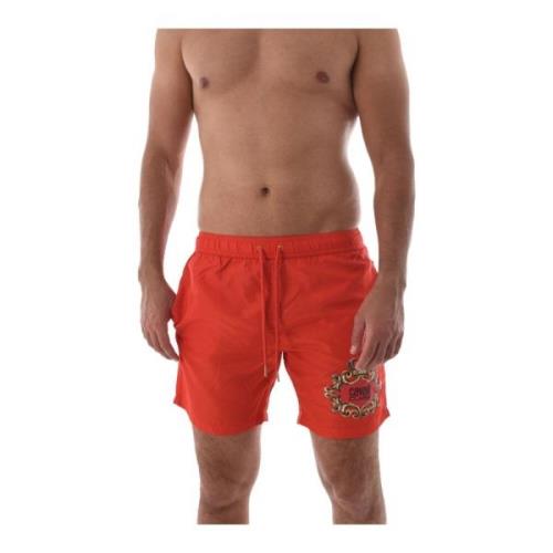 Rode Logo Zwemshorts - Klassieke Stijl Cavalli Class , Red , Heren