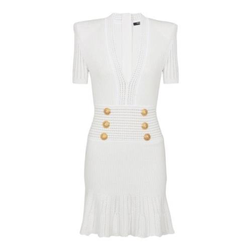 Uitlopende gebreide jurk Balmain , White , Dames