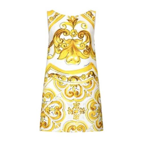 Majolica Print Zijden Jurk Dolce & Gabbana , Multicolor , Dames