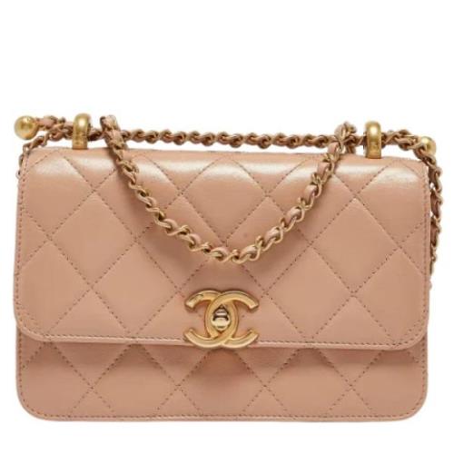 Pre-owned Leather shoulder-bags Chanel Vintage , Beige , Dames