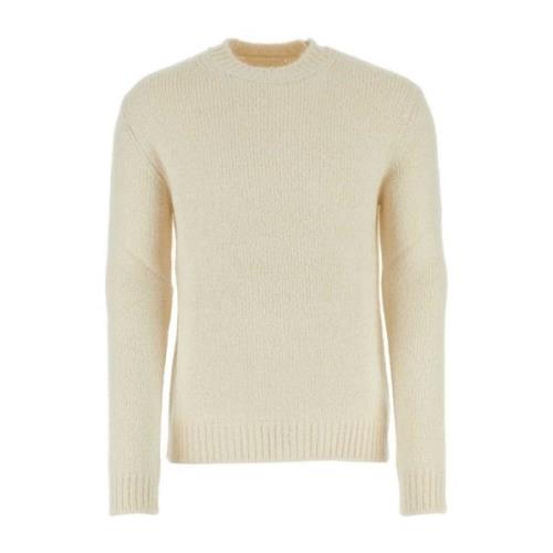 Alpaca Blend Ivory Sweater Jil Sander , White , Heren