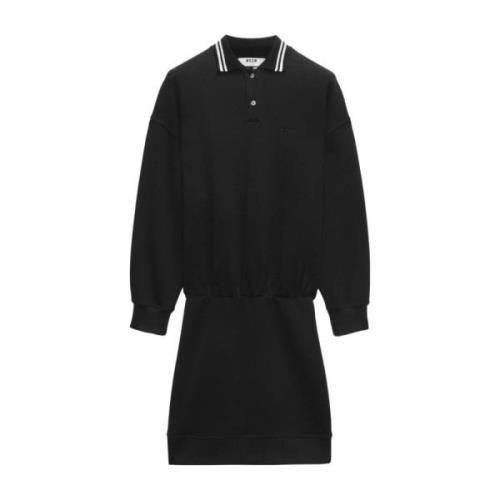 Zwarte Jersey Polo Jurk Msgm , Black , Dames