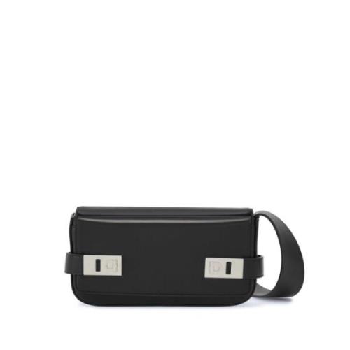 Zwarte Leren Crossbody Tas Salvatore Ferragamo , Black , Heren