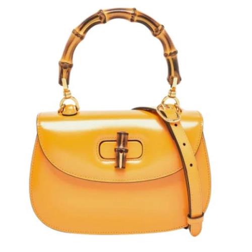 Pre-owned Leather handbags Gucci Vintage , Yellow , Dames