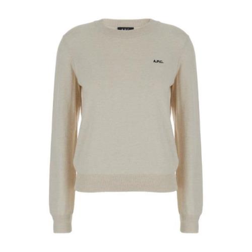 Beige Crewneck Sweater met APC Borduursel A.p.c. , Beige , Dames