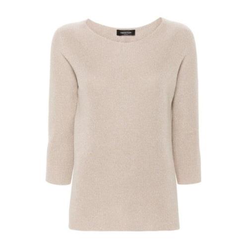 Beige Gebreide Trui Damesmode Fabiana Filippi , Beige , Dames