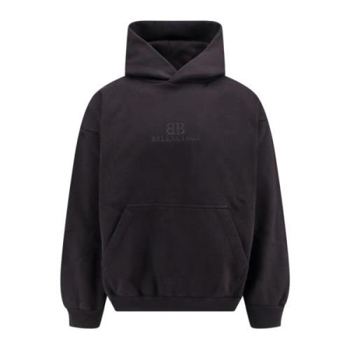 Geborduurde Logo Hoodie Balenciaga , Black , Heren