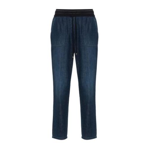 Blauwe Denim Koord Tapered Jeans Lorena Antoniazzi , Blue , Dames