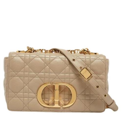 Pre-owned Leather shoulder-bags Dior Vintage , Beige , Dames