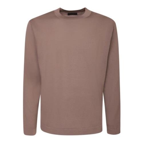 Donker Beige Wol T-Shirt Aw23 Dell'oglio , Beige , Heren