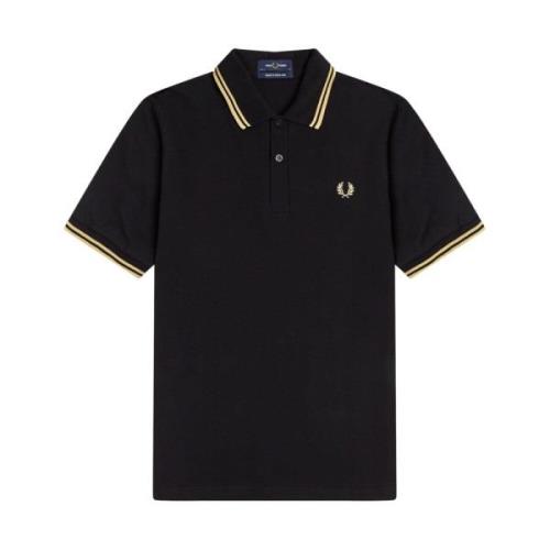 Originele Polo met Dubbele Streep Fred Perry , Black , Heren