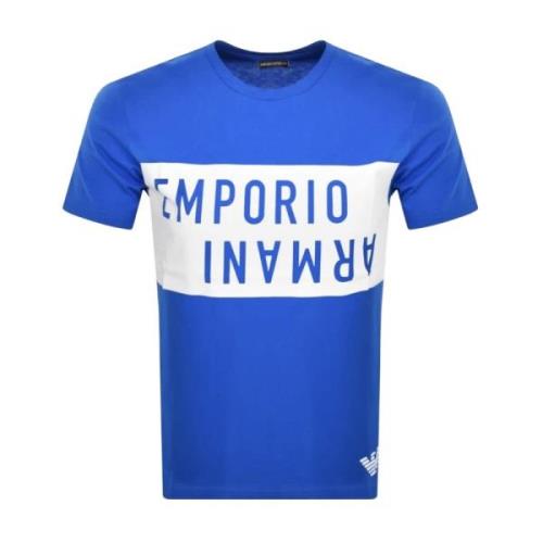 Groot Logo Katoenen T-Shirt - Blauw Emporio Armani , Blue , Heren