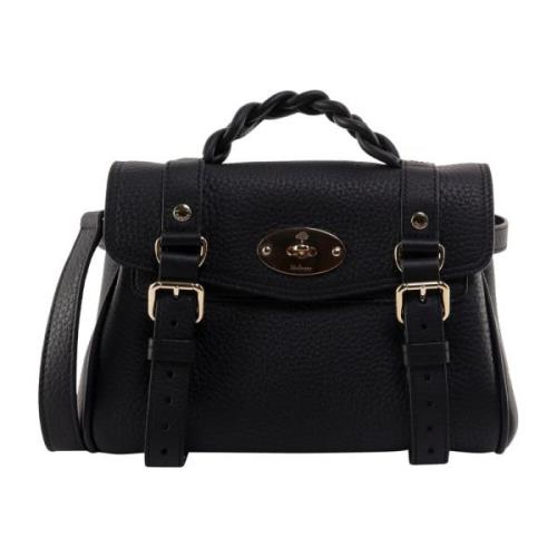 Zwarte Leren Handtas Alexa Stijl Mulberry , Black , Dames