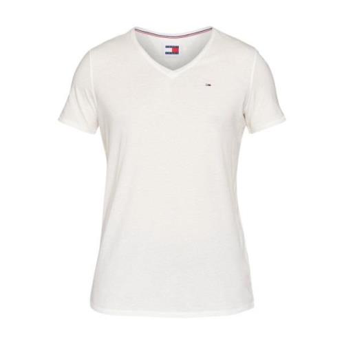 Basis V-hals T-shirt - Wit Tommy Jeans , White , Heren
