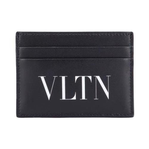 Zwarte leren portemonnee met VLTN-print Valentino Garavani , Black , H...