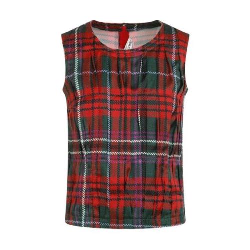 Multicolor Tartan Geplooide Top Comme des Garçons , Multicolor , Dames