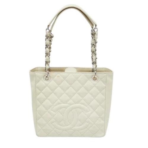 Pre-owned Leather totes Chanel Vintage , White , Dames