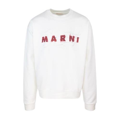 Organisch Katoen Lange Mouw Jersey Sweatshirt Marni , White , Heren