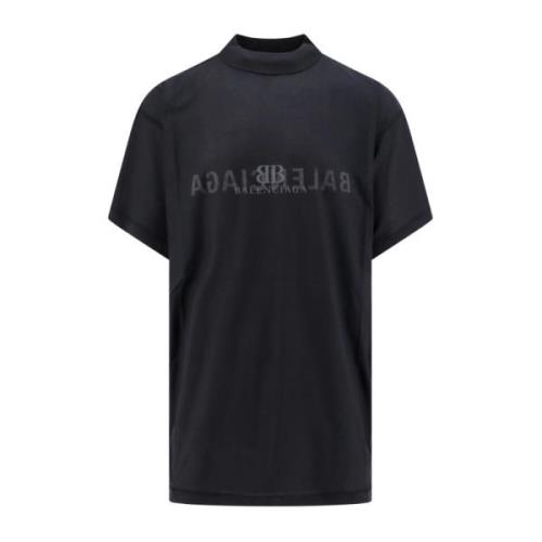 Katoenen T-shirt met Frontlogo Balenciaga , Black , Heren