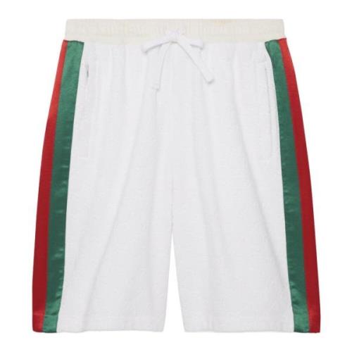 Logo Web Detail Terry Cloth Shorts Gucci , White , Heren