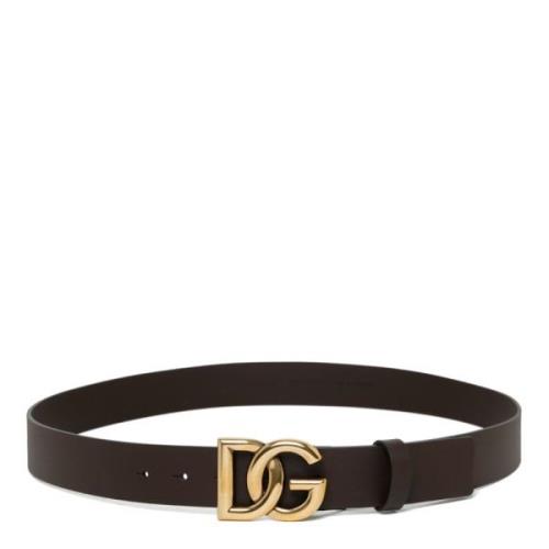 Donkerbruine Logo Gesp Riem Dolce & Gabbana , Brown , Heren