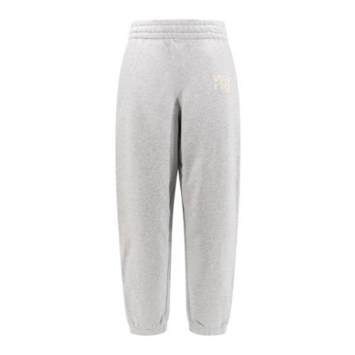 Katoenen Joggingbroek met Logo Alexander Wang , Gray , Dames