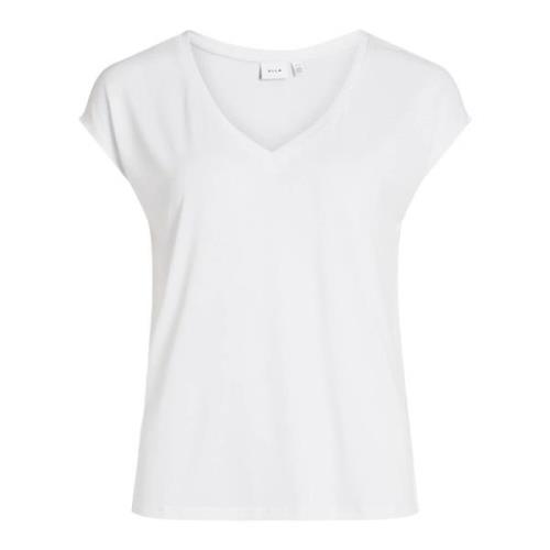 V-Hals T-Shirt Lente/Zomer Collectie Vila , White , Dames