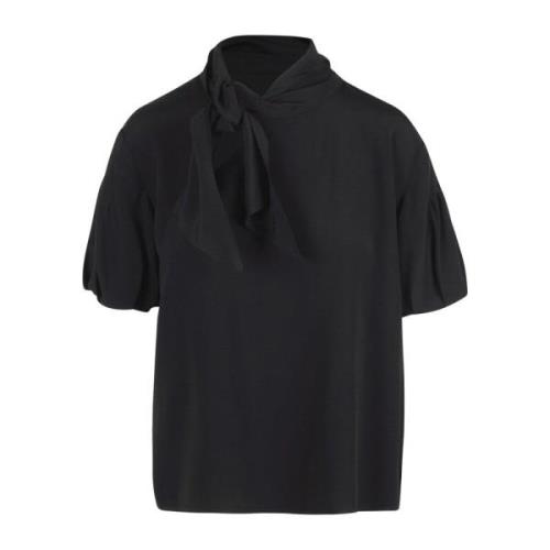 Zijden blouse met strikdetail Mauro Grifoni , Black , Dames