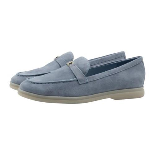 Hemelsblauwe Loafer Instap Leren Schoen Lola Cruz , Blue , Dames