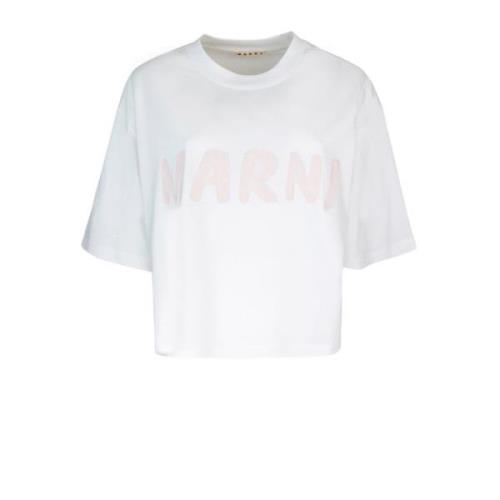 Biologisch Katoenen T-shirt Wit Marni , White , Dames