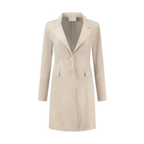 Suedine Lange Blazer Helena Hart , Beige , Dames