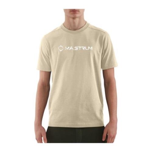 Gescheurd Logo Tee Klassieke Pasvorm Stijl Ma.strum , Beige , Heren