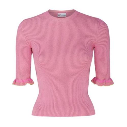 Roze Gerimpeld Detail Gebreide Top RED Valentino , Pink , Dames