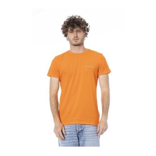 Katoenen Logo Print Crew Neck T-Shirt Trussardi , Orange , Heren