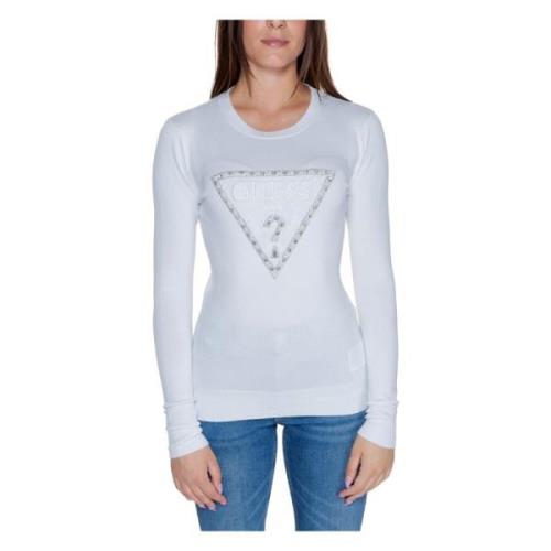 Triangle Logo Dames Top Herfst/Winter Collectie Guess , White , Dames