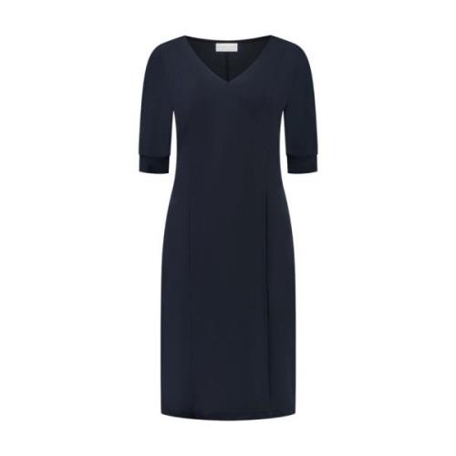 Elegante Knielange Jurk met Splitmouw Helena Hart , Blue , Dames